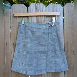 John Galt Plaid Wrap Mini Skirt